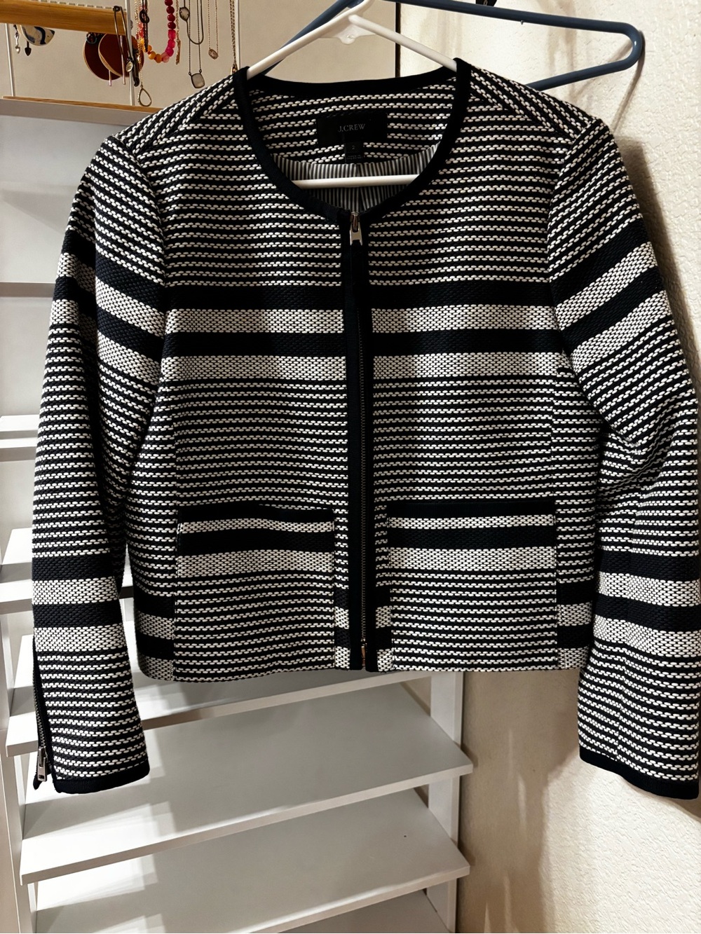 J. Crew Navy and White Striped Jacket